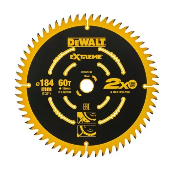 DEWALT DT1670 184mm 60T körfűrészlap finomvágáshoz
