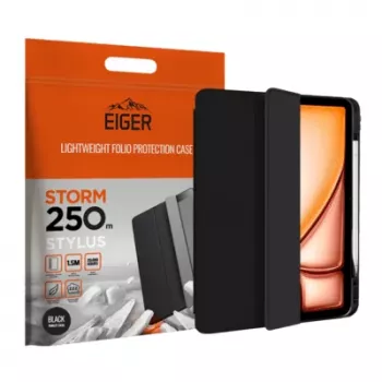 Eiger folio tok fekete mágneses állvánnyal, megerősített, tolltartóval Apple iPad Air 13 (2024-2025)/Pro 12.9 (2018-2023)-hoz
