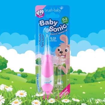BRUSH-BABY Baby Sonic szonikus fogkefe 0-3 év rózsaszín