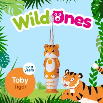 BRUSH BABY Wild Ones szonikus fogkefe gyerekeknek 0-10 év tigris
