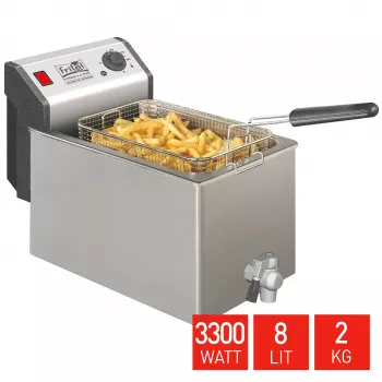 FRITEL TURBO SF fritőz 8 liter 3,3kW rozsdamentes acél