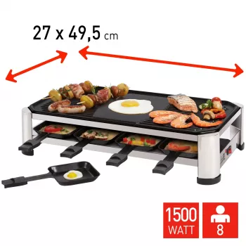 FRITEL RG 2170 raclette grill rozsdamentes acél króm/fekete 1200 W 8 személy