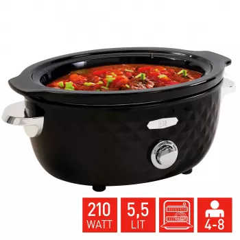 FRITEL Family lassúfőző 5,5 liter 210W fekete/króm