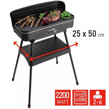 FRITEL Starter BBQ 2246 elektromos grill állvánnyal, 2200 W, fekete