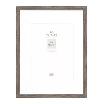 Deknudt S66KH3 P1 DIN A3 29,7x42 cm fa szürke képkeret fehér paszpartuval