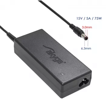 Akyga AK-ND-14 notebook tápegység Toshibához, 75 W, 15 V / 5 A, 6,3 x 3,0 mm
