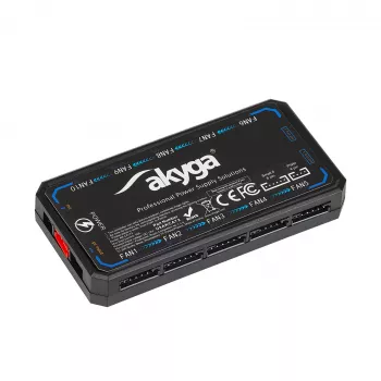 Akyga AK-CA-73 RGB Fan Controller with Remote, 12 Ports (10 Fans + 2 LED Strips), Molex Power