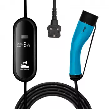 Akyga AK-EC-20 mobil EV töltő, Type 2, UK dugó (BS 1363), egyfázisú, 13 A, 3 kW, LCD, 5 m