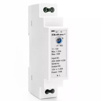 QOLTEC DIN sínre szerelhető tápegység 15W 12V 1.25A szürke
