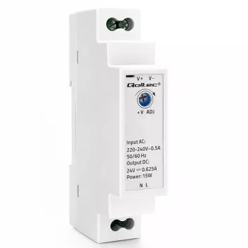 Qoltec DIN sínre szerelhető tápegység 15W 24V 0.625A szürke