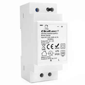 Qoltec DIN sínre szerelhető tápegység 24W 12V 2A szürke