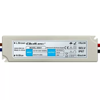 Qoltec LED kapcsolóüzemű tápegység 36W 12V 3A IP67 vízálló
