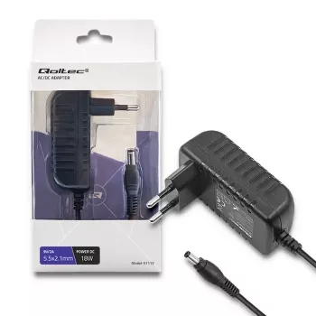 Qoltec tápegység 18W 9V 2A 5,5x2,1mm EU-dugó fekete