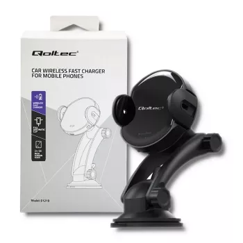 Qoltec PRO vezeték nélküli autós töltő IR tartóval 15 W QC 3.0 USB Type-C fekete