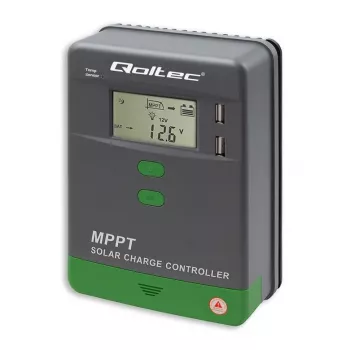 Qoltec MPPT napelem-töltésvezérlő 10 A 12 V/24 V hőmérséklet-érzékelővel LCD kijelző 2x USB GEL LiFePO4