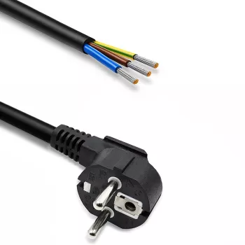 Qoltec tápkábel szögletes SCHUKO CEE 7/7 (E/F) réz csupaszított ónozott 3x1.50 mm² 5 m fekete