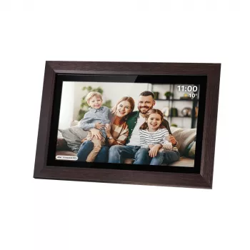 Kruger & Matz FRAMEO Wi-Fi 15.6 inch digitális képkeret fa kerettel, Full-HD IPS érintőképernyő, 16 GB, fekete