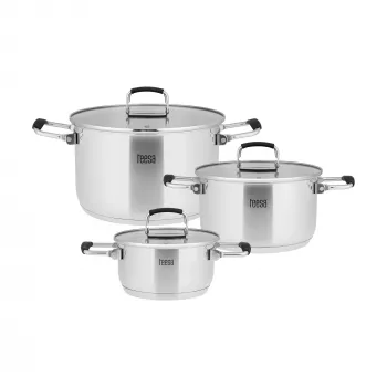 TEESA COOK PRIME 6 részes fazékkészlet, rozsdamentes acél, indukciós