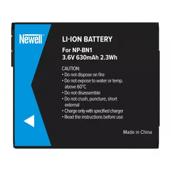 Newell Replacement Battery NP-BN1 for Sony Cameras, 630mAh, 3.7V, Li-ion, Black