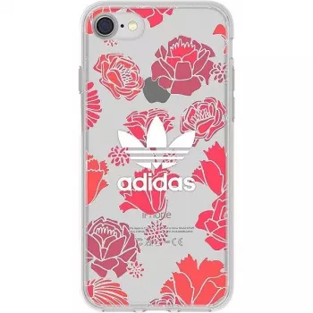 Adidas Apple iPhone 6/6s/7/8 átlátszó tok virágok piros