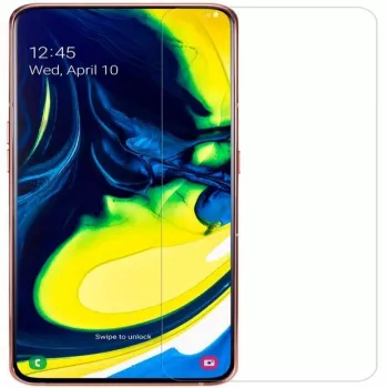 Evelatus Samsung Galaxy A80 0,33 mm lapos tiszta edzett üveg képernyővédő fólia japán ragasztóval és antisztatikus bevonattal