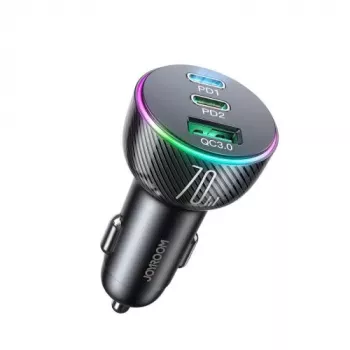 Joyroom 3-in-1 autós töltő Bluetooth FM-transzmitterrel, 70W PD, fekete (JR-CL26)