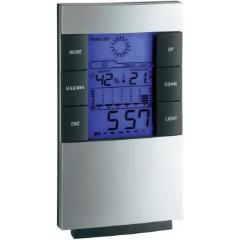 TFA 35.1087 elektronikus időjárás-állomás vezeték nélküli kültéri érzékelővel, LCD-kijelző, rádióvezérelt óra, időjárás-előrejelzés, holdfázis, ébresztő