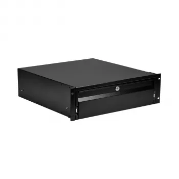 EFB-Elektronik 19 inch 3U billentyűzet-/dokumentumfiók, zárható, RAL 9005 mélyfekete