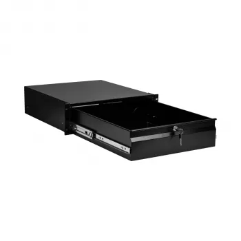 EFB-Elektronik 19 inch 3U billentyűzet-/dokumentumfiók, zárható, RAL 9005 mélyfekete