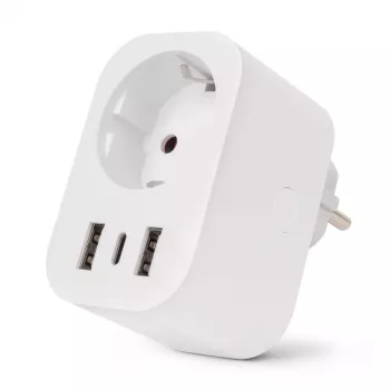 ENTAC Smart WiFi dugó 1x Schuko 2x USB-A és 1x USB-C, fehér