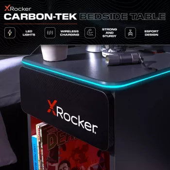 X Rocker gamer éjjeliszekrény RGB LED világítással, szürke/piros