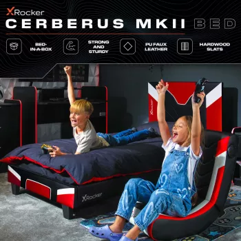 XROCKER gamer és versenyző egyágyas ágy 90x190cm piros műbőr