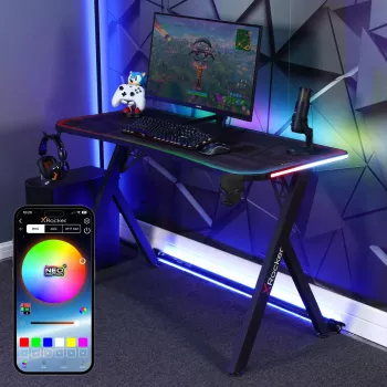 X Rocker Lumio RGB gamer asztal LED világítással és egérpadlóval