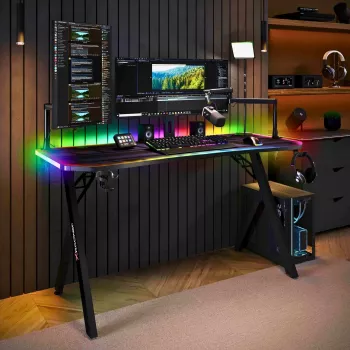 X Rocker Lumio XL RGB gamer asztal RGB világítással és egérpadlóval, 140 cm