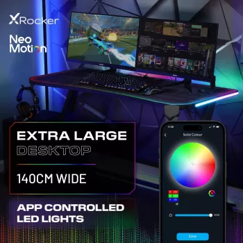 X Rocker Lumio XL RGB gamer asztal RGB világítással és egérpadlóval, 140 cm