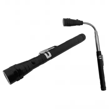 ENTAC EFL-1W-FLEX-ALU 1W LED zseblámpa teleszkópos nyakkal, alumínium, fekete