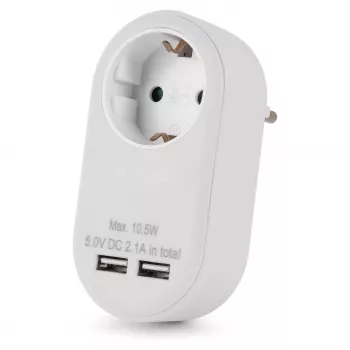 ENTAC dugaszoló adapter 2x USB-A fehér