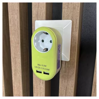 ENTAC dugaszoló adapter 2x USB-A lime