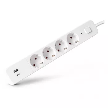 ENTAC elosztó 4 csatlakozós 1x USB-A és 1x USB-C, 1,5m fehér