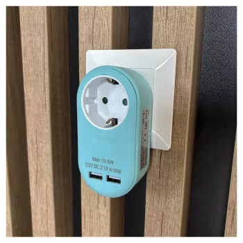 ENTAC dugóadapter 2x USB-A kék