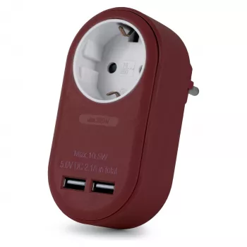 ENTAC dugaszoló adapter 2x USB-A bordó