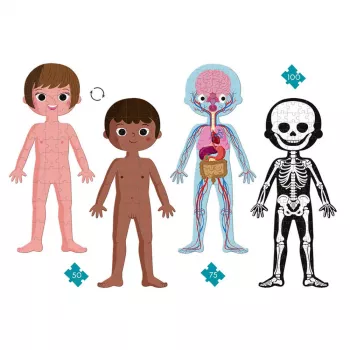 Janod Human Body 50, 75 és 100 darabos oktató kirakó készlet