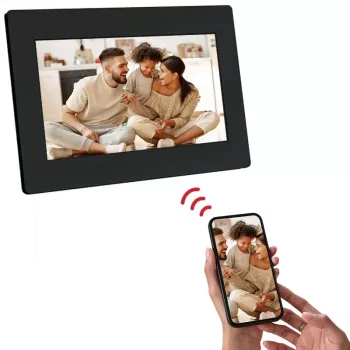 AGFAPHOTO APF700 Wi-Fi 7 inch digitális képkeret 32 GB tárhellyel, IPS-LCD érintőképernyővel, mozgásérzékelővel, automatikus forgatással, fekete