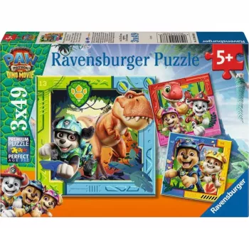 RAVENSBURGER gyermek kirakó PAW Patrol 3 Dino Movie (3 x 49 darab)