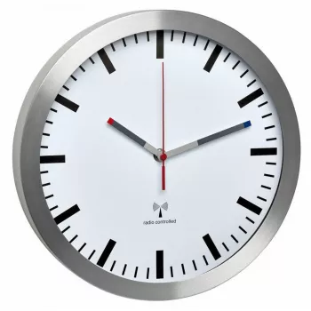 TFA 60.3528.02 rádióvezérelt falióra alumínium 300 mm x 45 mm hangtalan másodpercmutató