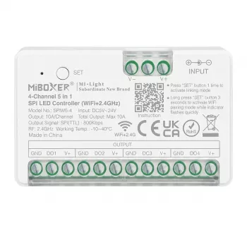 MIBOXER SPIW5-4 Pixel LED vezérlő SPI Series 5 az 1-ben SPI (2,4GHz+WiFi) 4 csatorna
