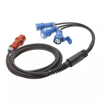 Sommer Cable Titanex áramelosztó kábel, CEE dugó 16A 5 pólusú 3x CEE csatlakozóaljzatra 16A 3 pólusú, H07RN-F 5 x 2,5 mm², MENNEKES, fekete, 5 m (GSH4-525H0500)