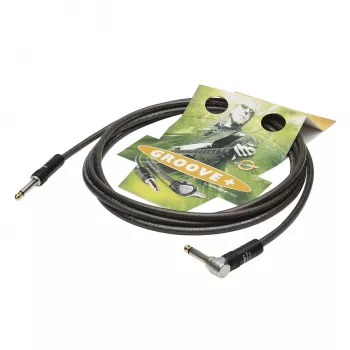 Sommer Cable SC-Spirit XXL hangszerkábel, 1 x 0,75 mm², 6,3 mm-es mono jack dugó 6,3 mm-es 90°-os mono jack dugóra (NOISEFREE), HICON, fekete-átlátszó, 3 m (SX3C-0300)