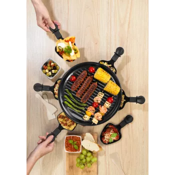 Giles & Posner EK4511GV2VDE asztali raclette-grill 1200 W 8 személyes fekete/ezüst