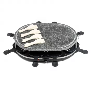 Giles & Posner EK1872GV2VDE asztali kő raclette-grill - 1200W, 8 személyes, fekete/szürke